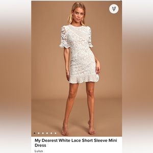 Lulu’s My Dearest White Lace Short Sleeve mini dress